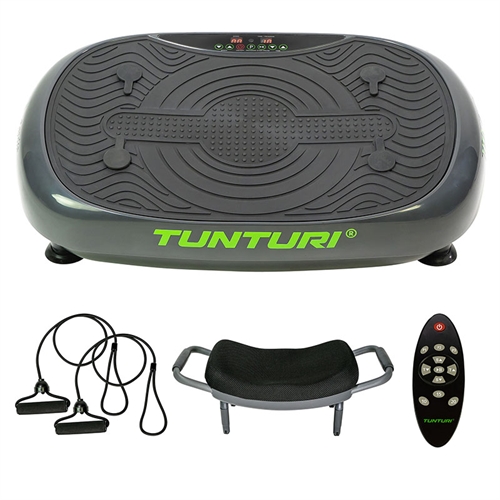 her ses Tunturi V10 Vibrationstræner med tilhørende udstyr.